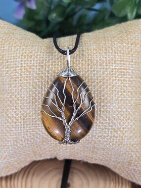 Tiger's Eye Tree of Life Necklace #76